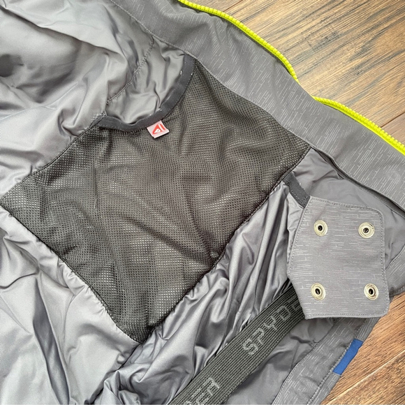 Spyder Leader Kids Ski Puffer Jacket - Gray, Blue, and Neon Yellow size 20 - Picture 11 of 14